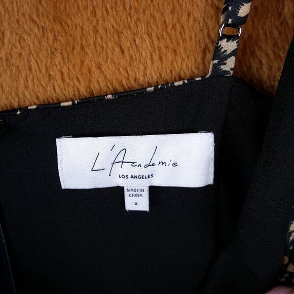 L'ACADEMIE Womens Dress Small Black Spotted Faux Wrap Mini Sundress ARIANNA $158 - Picture 5 of 12